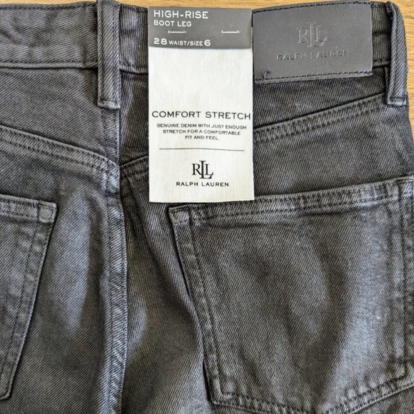 NWT Ralph Lauren high rise boot leg comfort stretch black coated jeans - Picture 5 of 16